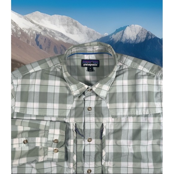 Patagonia Plaid Button Up Long Sleeve Shirt Men's M Dual Zip Chest Pockets - Picture 1 of 12